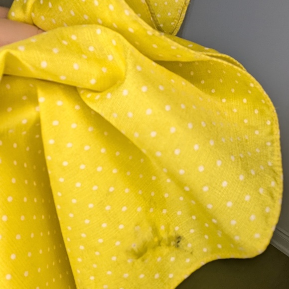 VINTAGE 1960s Long Yellow Pot-a-dot Collar Dress - Picture 7 of 9